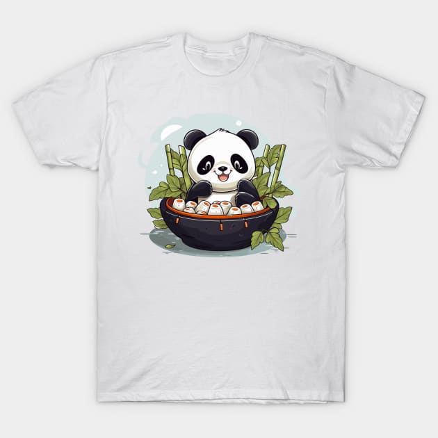 Panda Food Passion: Cuddly Charm Ramen Panda Feast Mode: Culinary Cuteness T-Shirt by Kibo2020